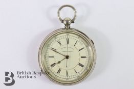 Silver Open-Faced Chronograph Pocket Watch