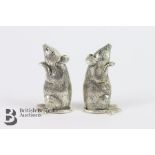 Pair of Silver Plated Mice Condiments