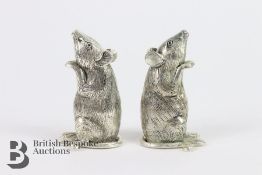 Pair of Silver Plated Mice Condiments