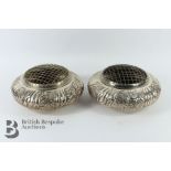 Pair of White Metal Rose Bowls