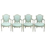 Four George III Adam-style Painted Beechwood Arm Chairs
