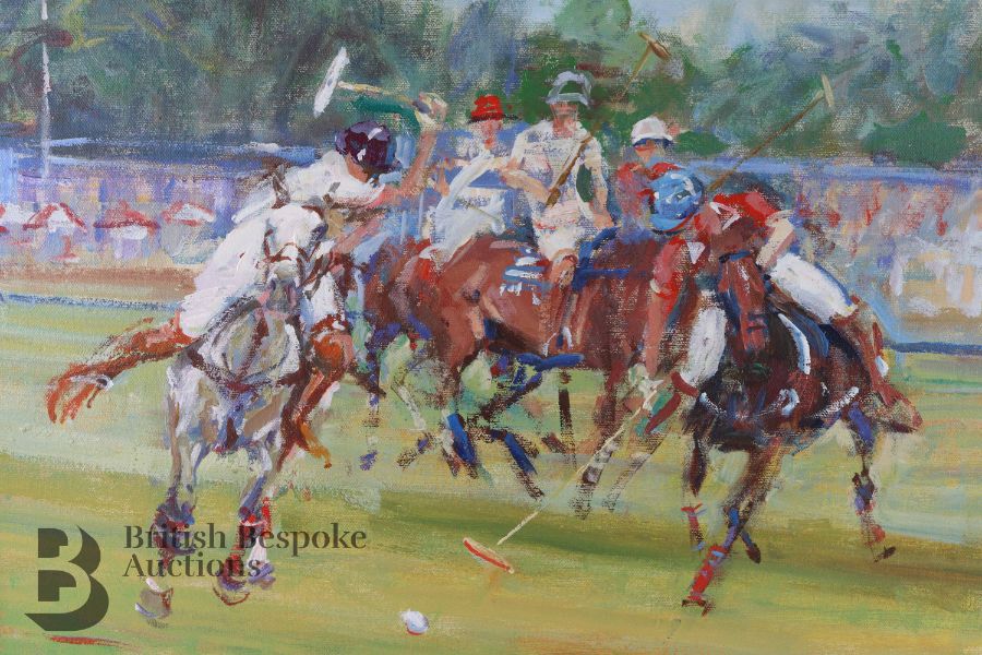 20th Century Oil on Canvas - Polo Match - Image 2 of 3