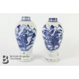 Pair of Chinese Blue and White Baluster Jars