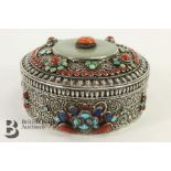 Tibetan Silver Circular Trinket Box