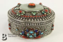 Tibetan Silver Circular Trinket Box
