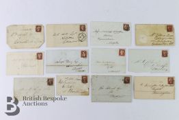 GB 1841 1d Reds Complete Set of Numbers 1 to 12 in MX Each on Cover