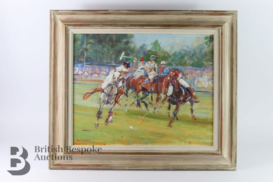 20th Century Oil on Canvas - Polo Match