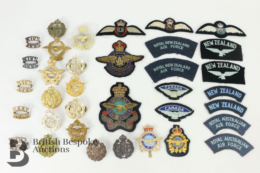 Collection of Metal and Cloth Colonial Airforce Insignia