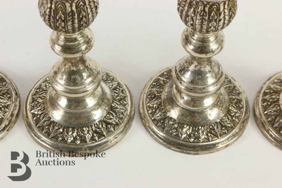 Four Thai Silver Candlesticks - Image 5 of 6