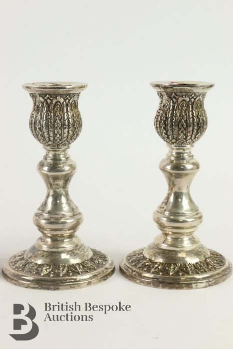 Four Thai Silver Candlesticks - Image 3 of 6