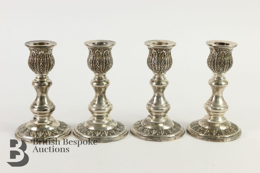Four Thai Silver Candlesticks