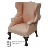 George II-Style Mahogany Wing Back Chair