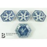 Four Chinese Blue and White Hexagonal Dishes