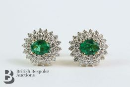 18ct Gold Emerald and Diamond Earrings