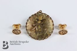 14ct Gold Chinese Disc Pendant