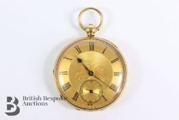 18ct Yellow Gold Open Faced Pocket Watch