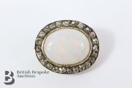 Antique 9ct and Silver Opal and Diamond Brooch