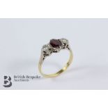 18ct Yellow Gold, Platinum, Garnet and Diamond Ring