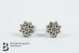 18ct White Gold Diamond Cluster Earrings
