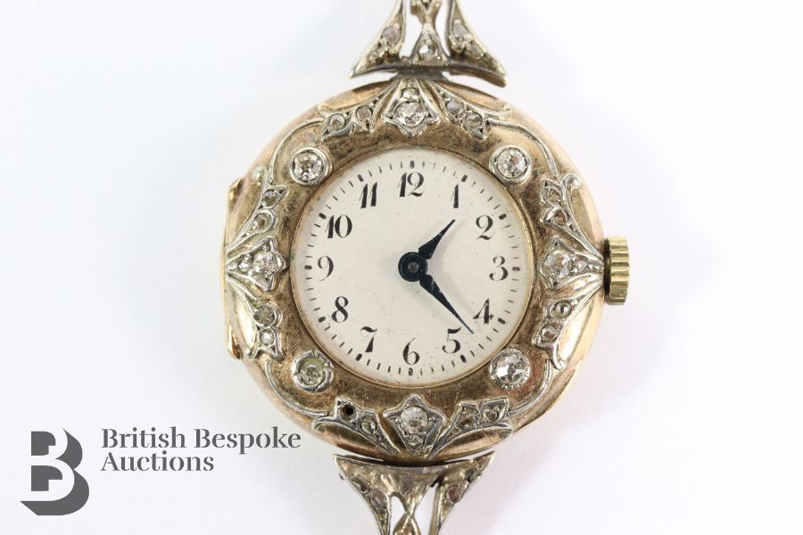 Edwardian 18ct Gold Diamond Wrist Watch - Image 3 of 10