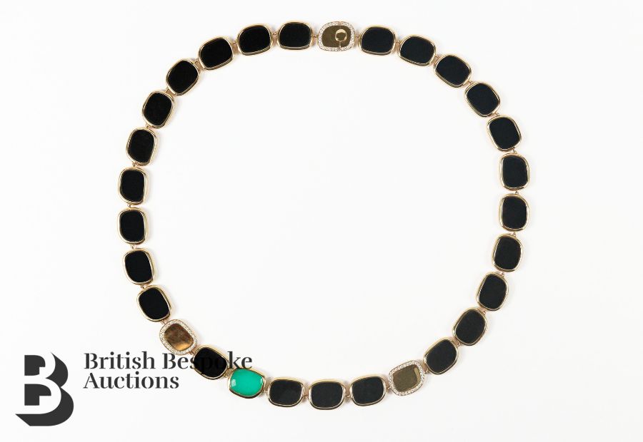 Roberto Coin Stylistic Onyx and Diamond Necklace