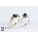 18ct Yellow Gold, Diamond and Sapphire Rings