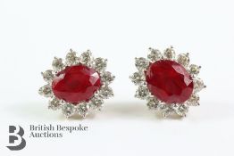 Pair of 14ct Gold Ruby and Diamond Earrings