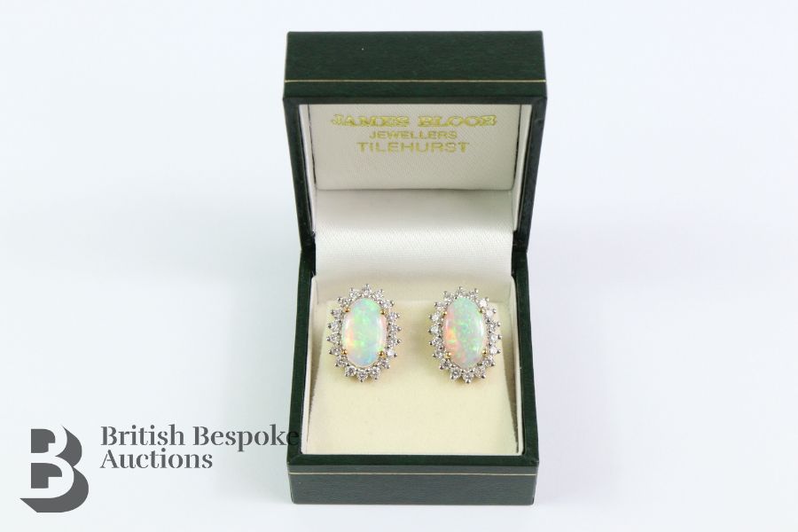 Pair of 18ct Gold Opal and Diamond Earrings - Image 3 of 3