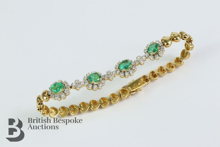 18ct Gold, Emerald and Diamond Bracelet