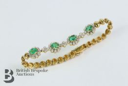 18ct Gold, Emerald and Diamond Bracelet