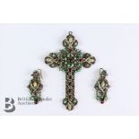 19th Century Continental Silver Gilt, Enamel, Garnet and Turquoise Cross Pendant