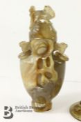 Chinese Carved Jade Perfume Bottle and Pendant
