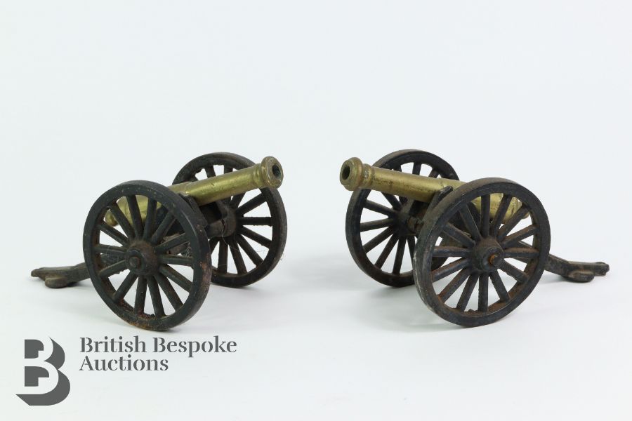 Pair of Cast Iron and Brass Desk Canon