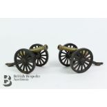 Pair of Cast Iron and Brass Desk Canon
