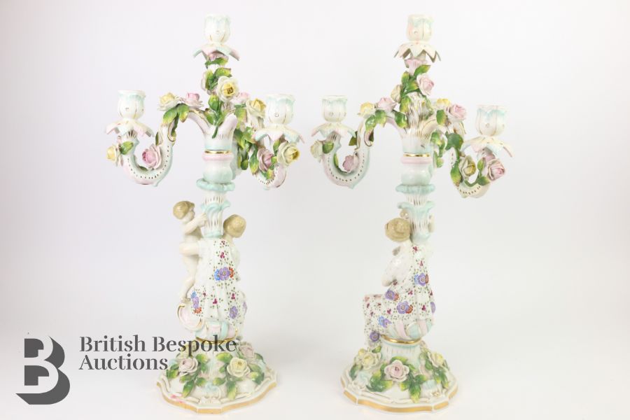 Pair of Continental Three Branch Candelabra - Image 9 of 20