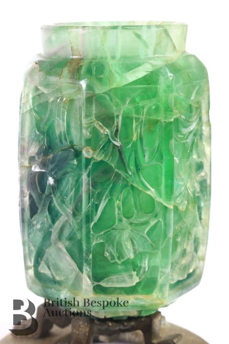 Green Stone Carved Vase - Image 9 of 9