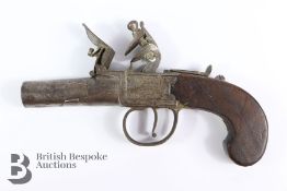 English Box-Lock Flintlock Turnoff Pistol
