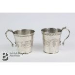 Near Pair of White Metal Tankards