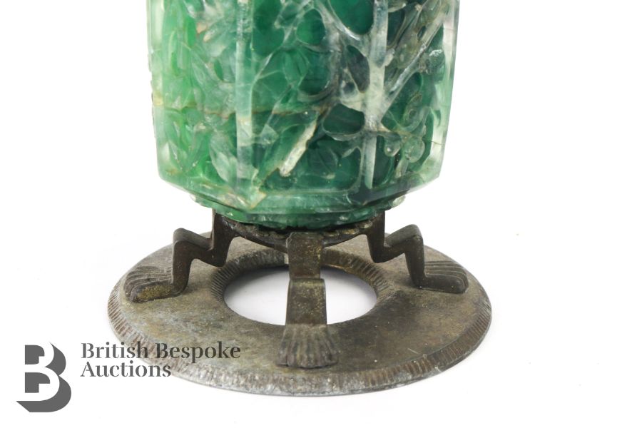 Green Stone Carved Vase - Image 3 of 9