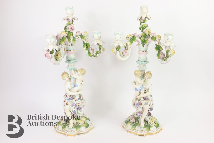 Pair of Continental Three Branch Candelabra