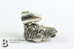 Silver plated Horsehead Whistle and Vesta Case