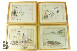 Antique Chinese Rice Paper Paintings