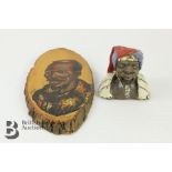 Bust of North African Figure and Painting of Zulu Headman