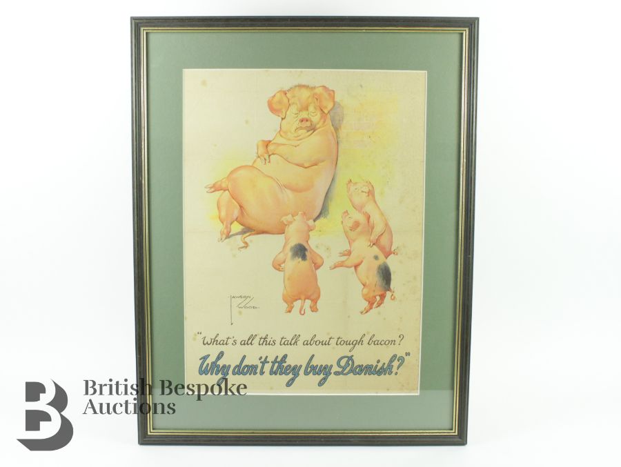 Clarence Lawson Wood Danish Bacon Poster