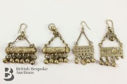 Four Pieces of Silver Metal Earrings