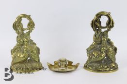 Art Nouveau German Brass and Cut-Glass Ink Well