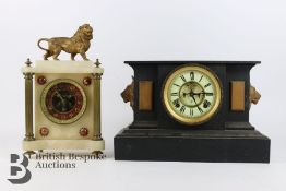 Ansonia Black Slate Mantel Clock