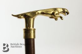 Brass Leaping Jaguar Walking Stick