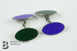 Pair of Silver and Enamel Cufflinks