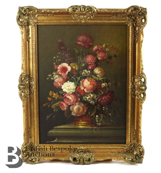 20th Century Floral Still Life Oil on Board - Image 3 of 4
